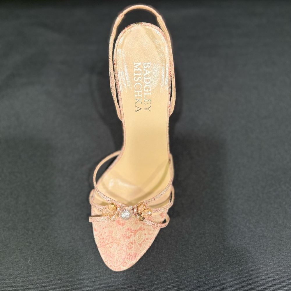 Badgley Mischka Pink Heels with Intricate Detailing - Picture 12 of 16